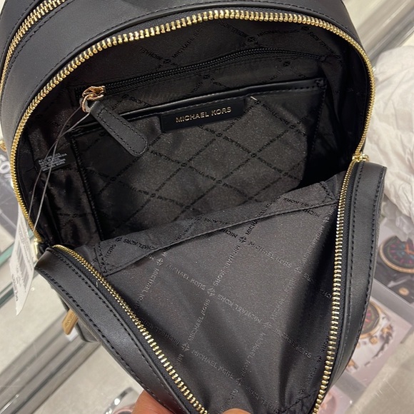 MICHAEL KORS Jaycee Medium zip pocket Pebbled Leather Backpack BLACK color - Picture 11 of 16